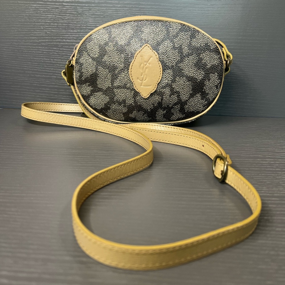Vintage Yves Saint Laurent Giraffe Printed Oval Small Sling Crossbody Bag